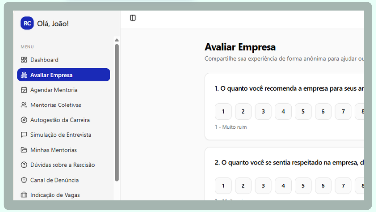 Plataforma de avaliação da empresa